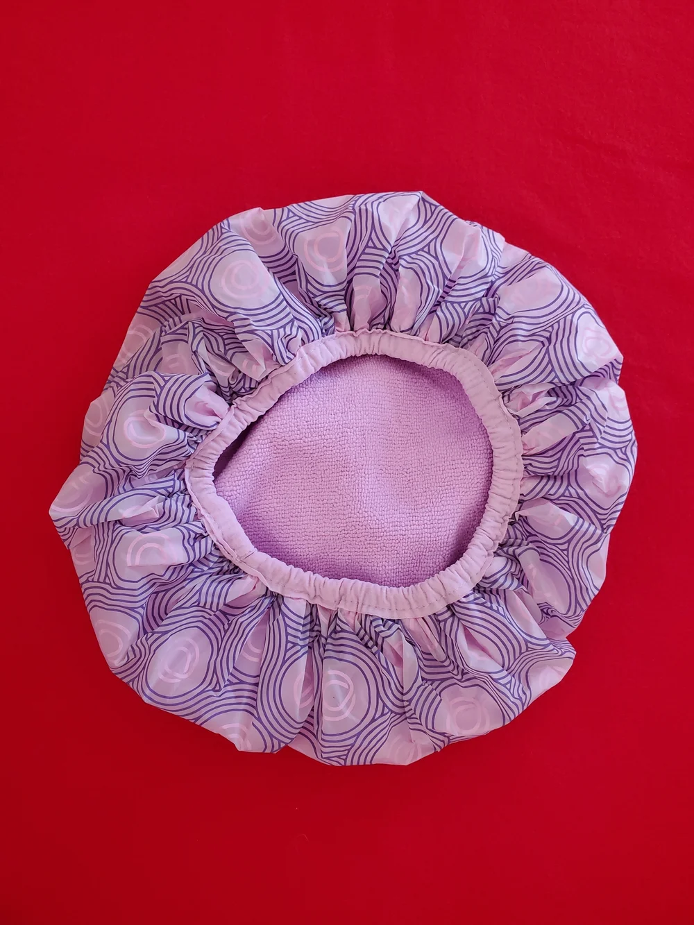 NEW Women's Purple & Pink Shower Cap & Headband Set - Soft Polka Dot Design